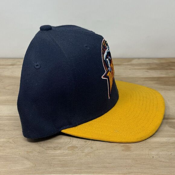 Golden State Warriors Mitchell & Ness NBA Snapback Hat Cap 3D Logo Navy Yellow - Picture 2 of 11